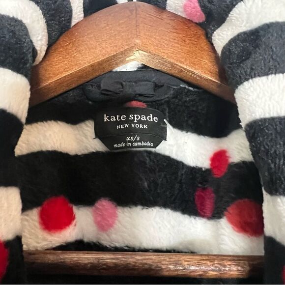 Kate Spade New York Plush Stripe Dot Short Robe Size XS/S - Picture 4 of 6